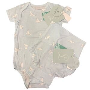 NWT Loulou Lollipop Set Bodysuit and Bloomer Bottom Peace Dove Size 18-24 Months
